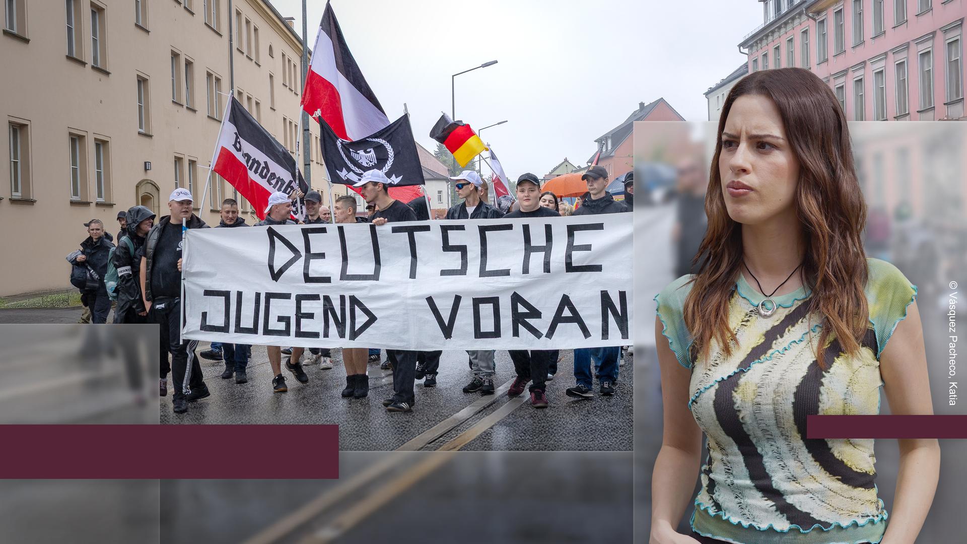 Rechtsradikale demonstrieren auf der Straße 