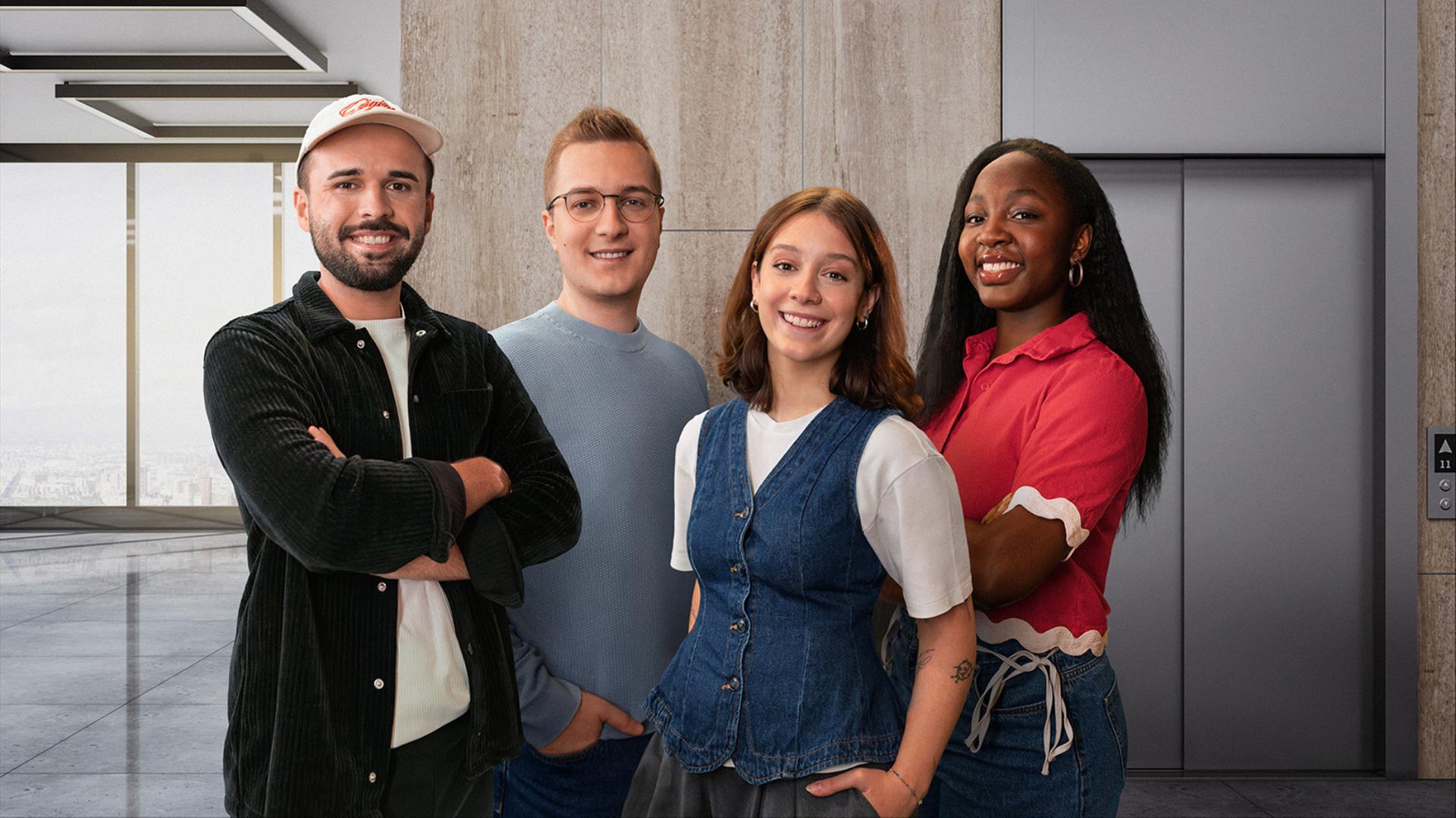 Vier Volontäre des ZDF nebeneinander