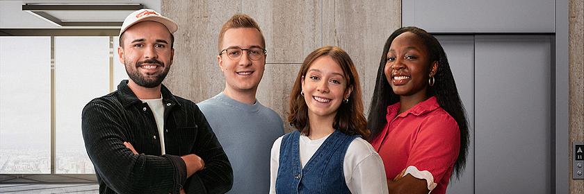 Vier Volontäre des ZDF nebeneinander