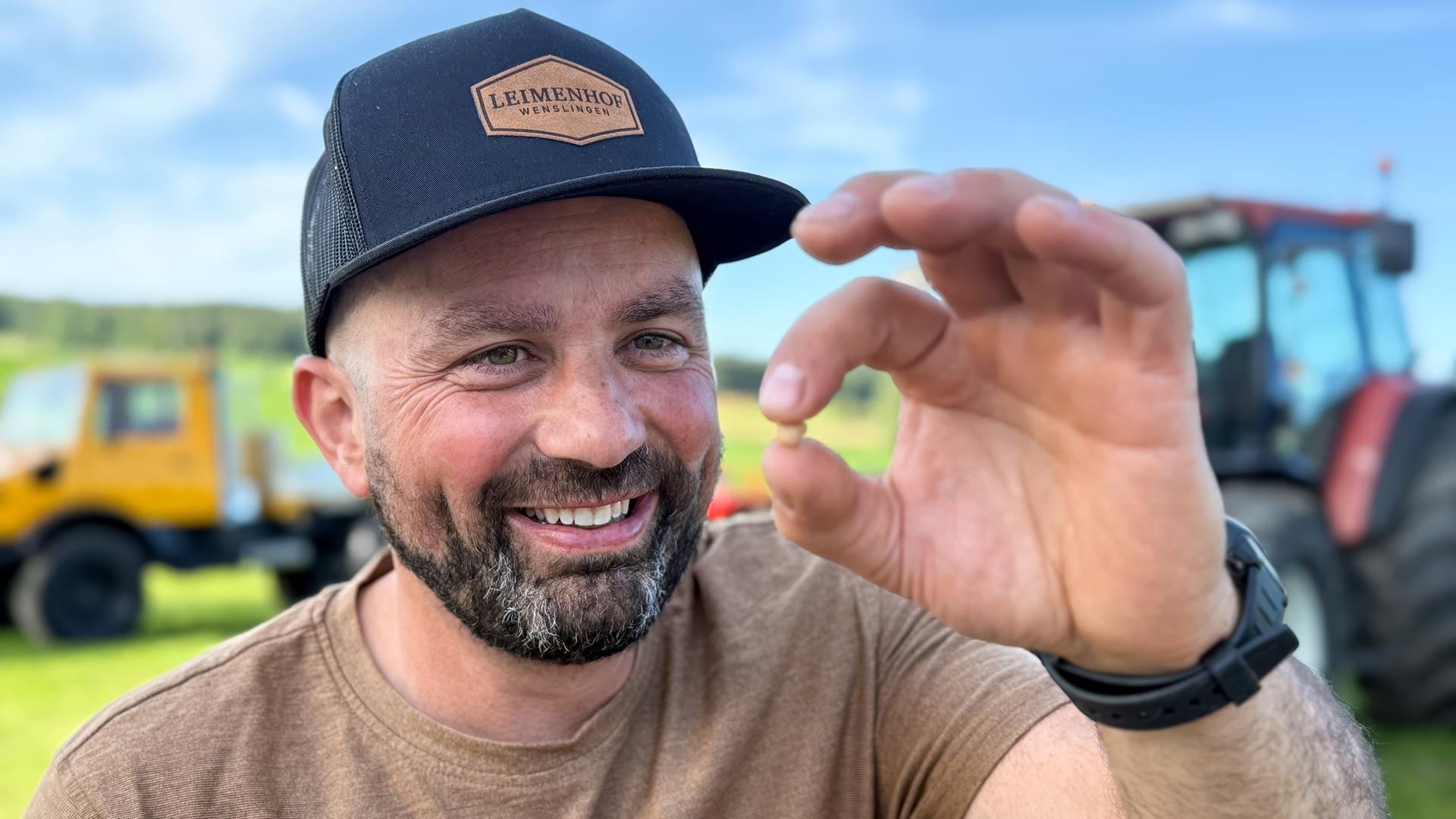 René Ritter baut mit seinem Geschäftspartner Andi Gass nebst herkömmlichem Getreide auch Kichererbsen an.