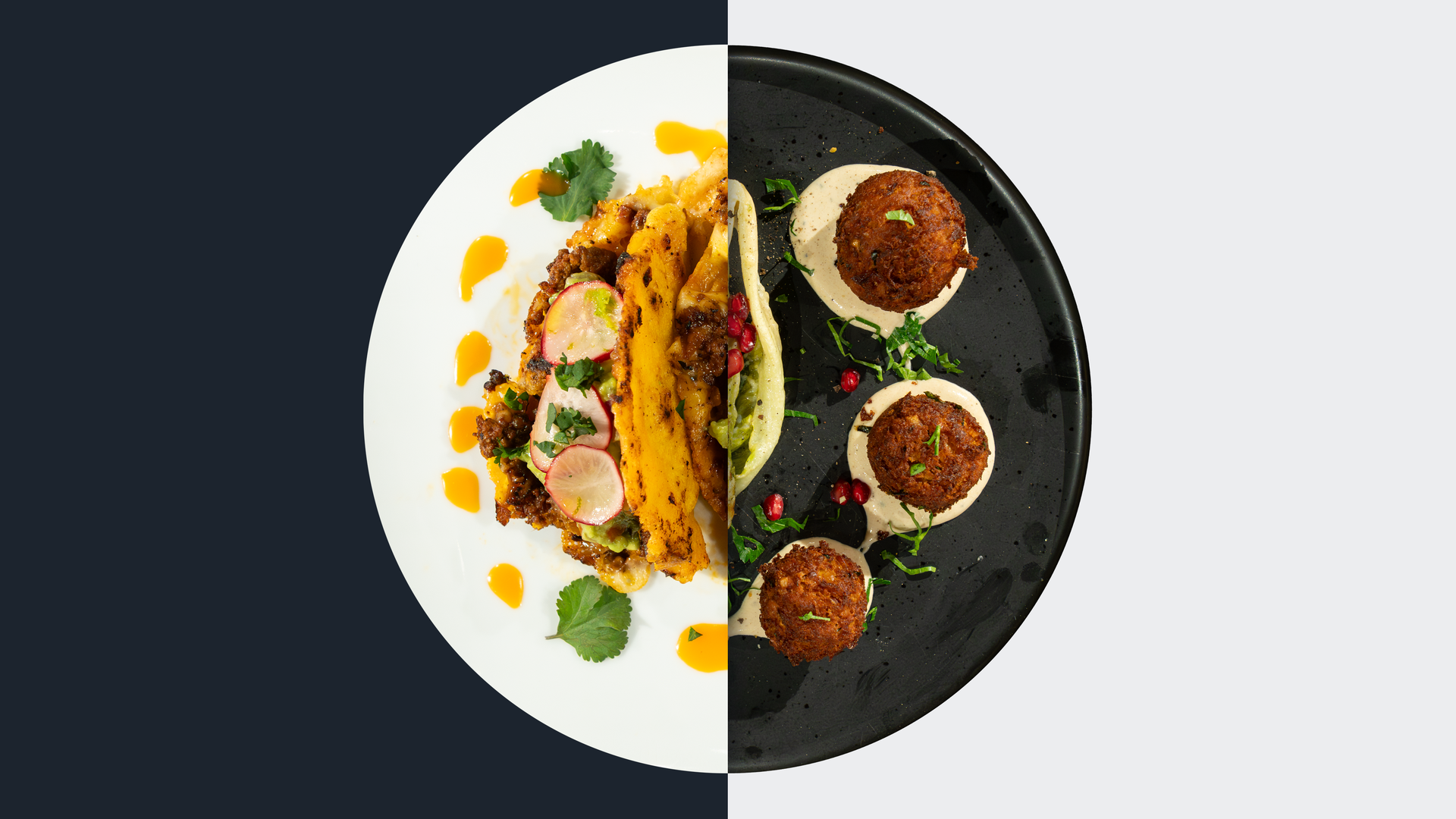 Rind-Lamm-Taco vs. Falafel mit Tahini-Sauce