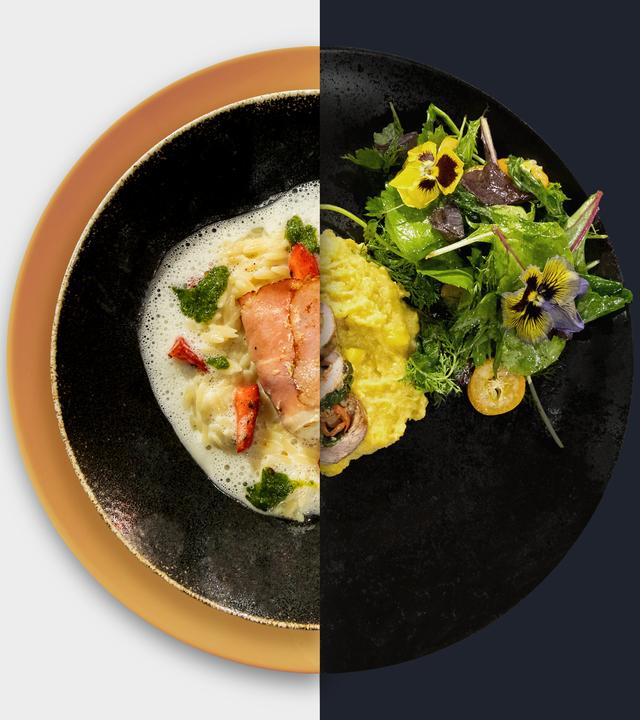 Risoni-Risotto vs. Wildkräutersalat