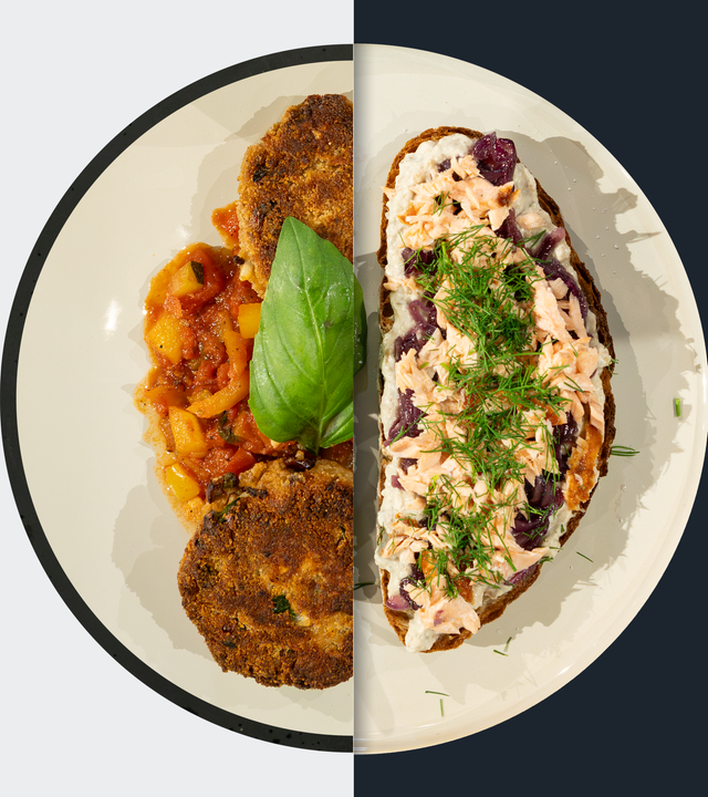 Roggenbrot-Bratling vs. Gezupfter Lachs