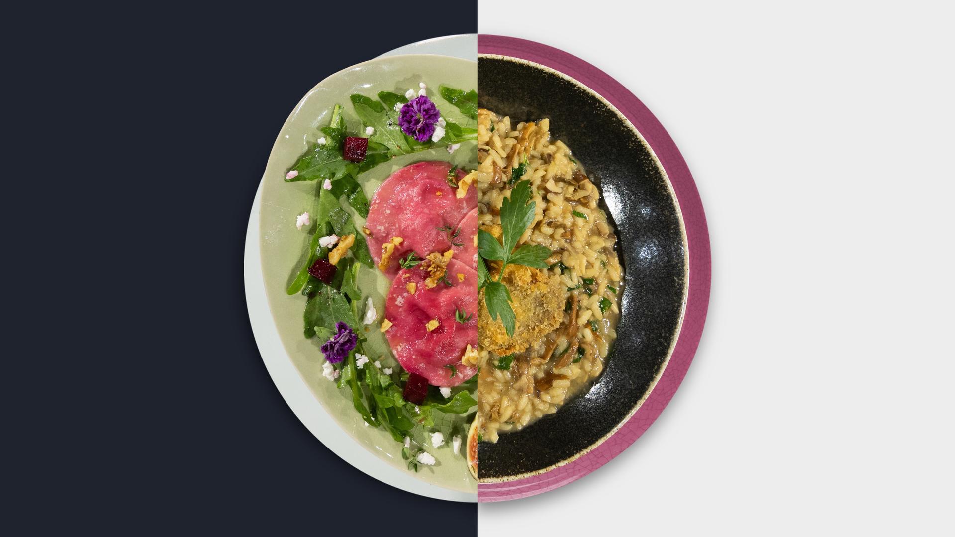 Rosa Ravioli vs. Champignon-Risotto