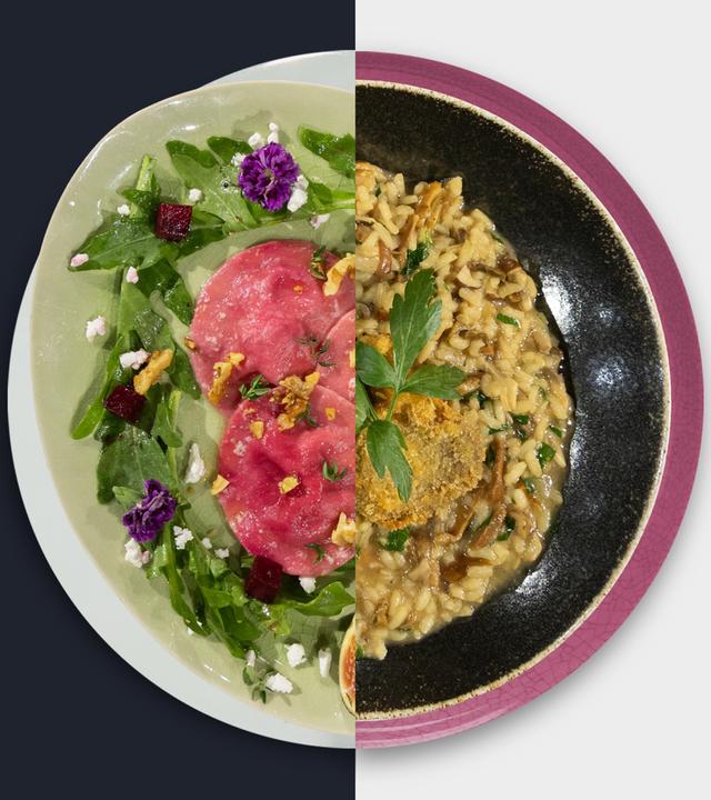 Rosa Ravioli vs. Champignon-Risotto