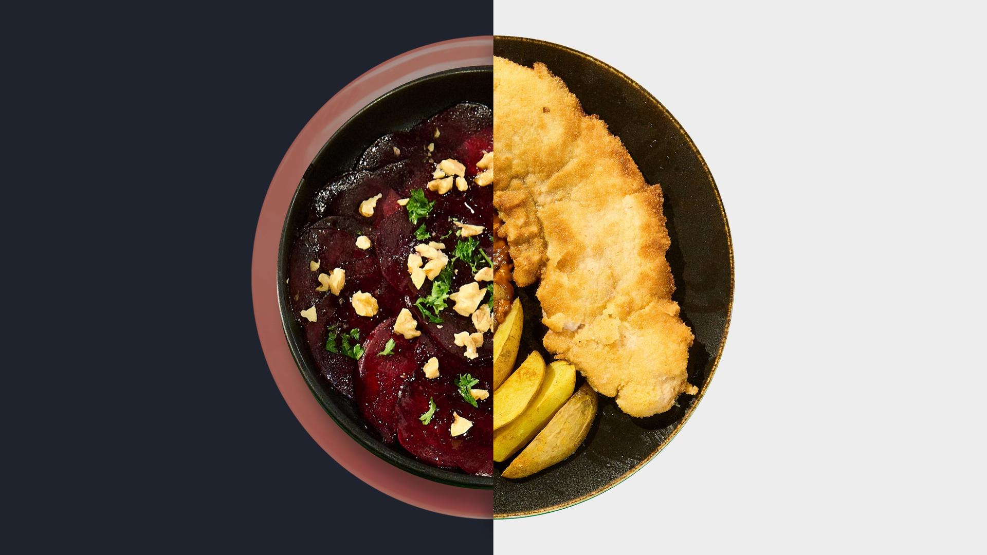 Rote-Bete-Carpaccio vs. Schnitzel