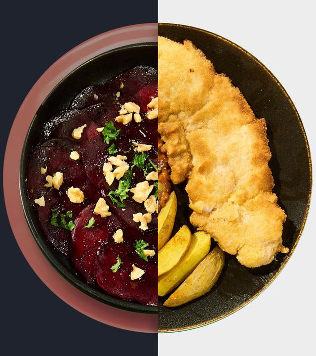 Rote-Bete-Carpaccio vs. Schnitzel