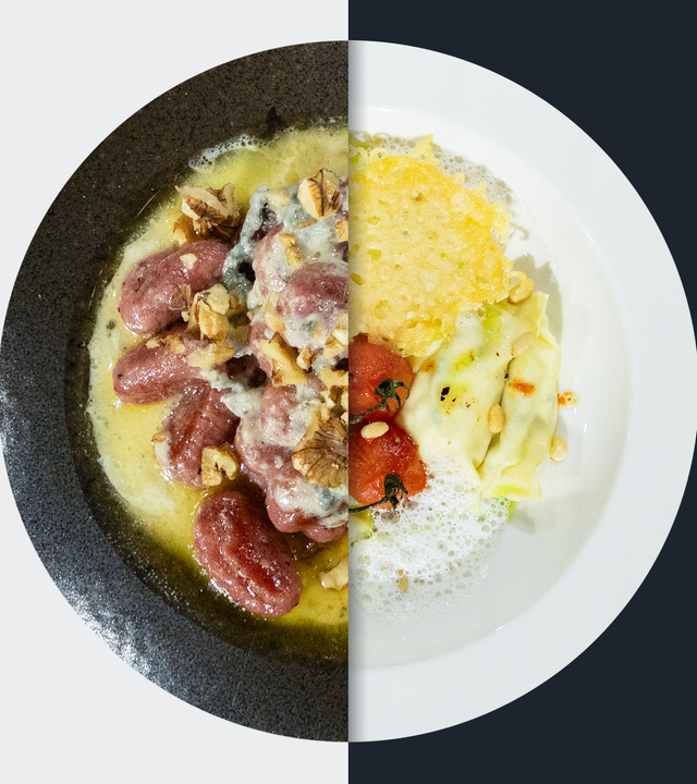 Rote-Bete-Gnocchi vs. Käse-Chip