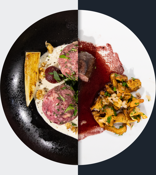 Rote-Bete-Knödel vs. Hirschfilet
