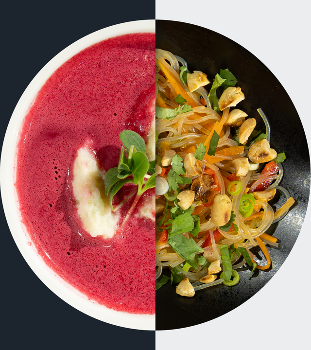 Rote-Bete-Suppe vs. Bunter Glasnudelsalat