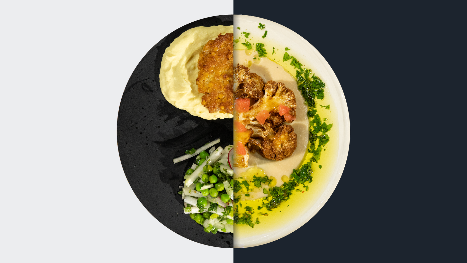 Rote-Linsen-Bratling vs. Blumenkohl-"Steak"