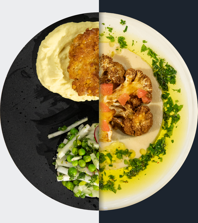 Rote-Linsen-Bratling vs. Blumenkohl-"Steak"