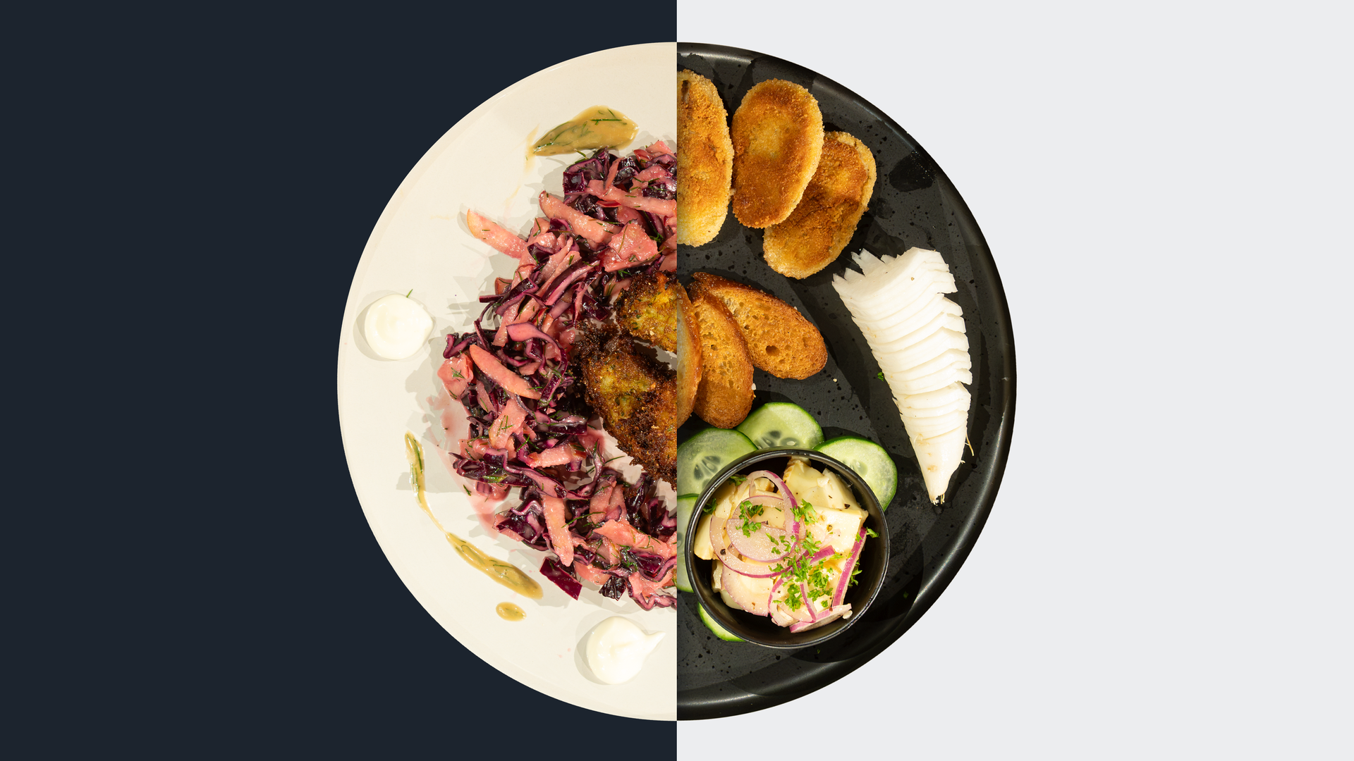 Rotkohl-Apfel-Salat vs. Panierte Weißwurst