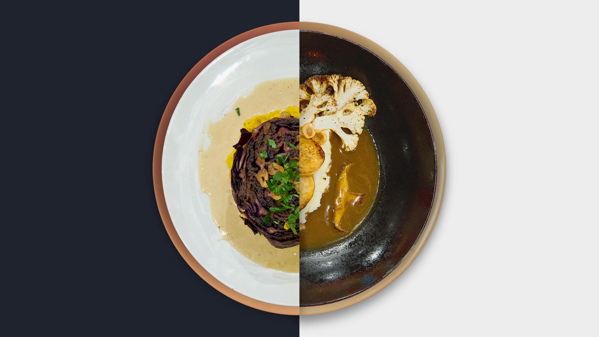 Rotkohl-"Steak" vs. Zweierlei vom Blumenkohl