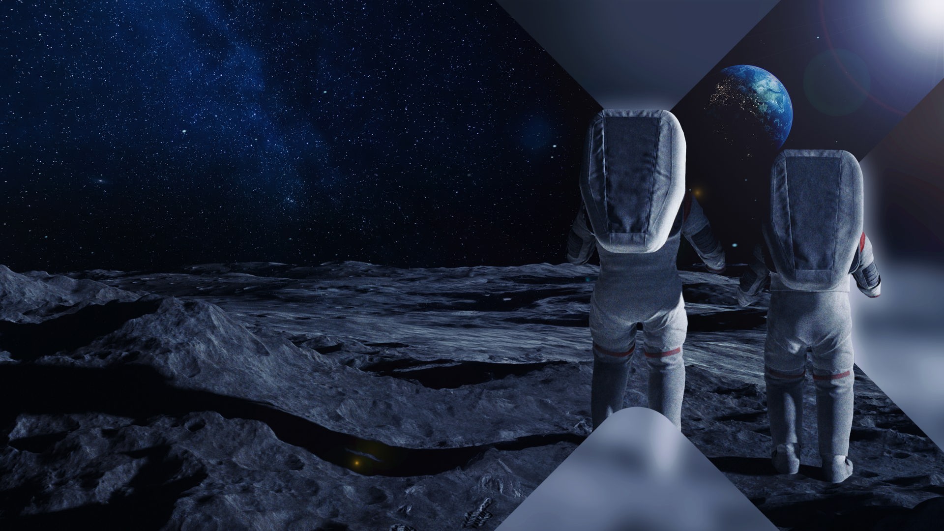 Zwei Astronauten auf dem Mond (Animation)