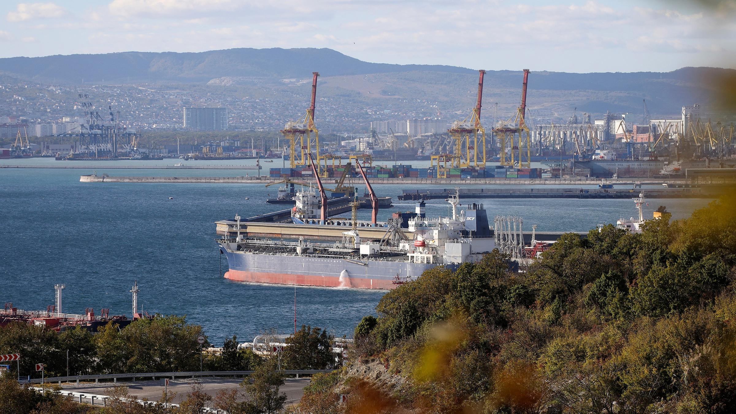 Russian tanker in the port of Novorossiysk, Russia