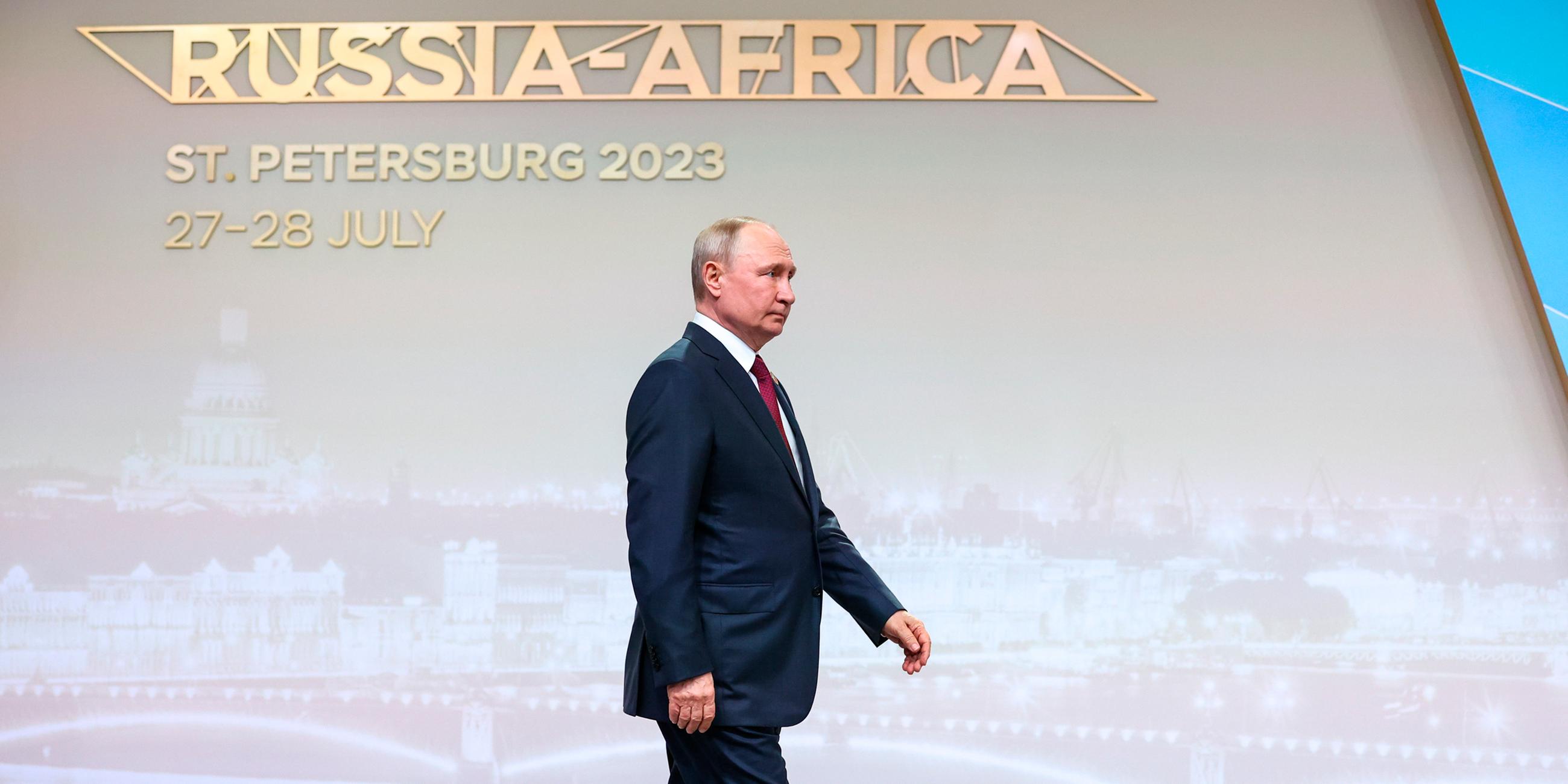 Wladimir Putin beim Russland-Afrika-Gipfel am 27.07.2023 in St. Petersburg
