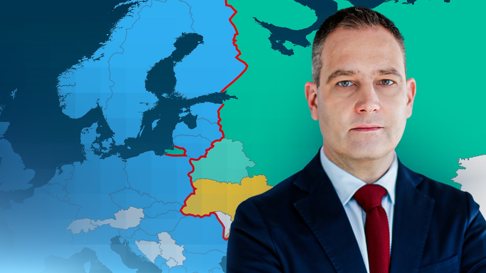 Militärexperte Gustav Gressel vor einer Karte der Ostflanke.