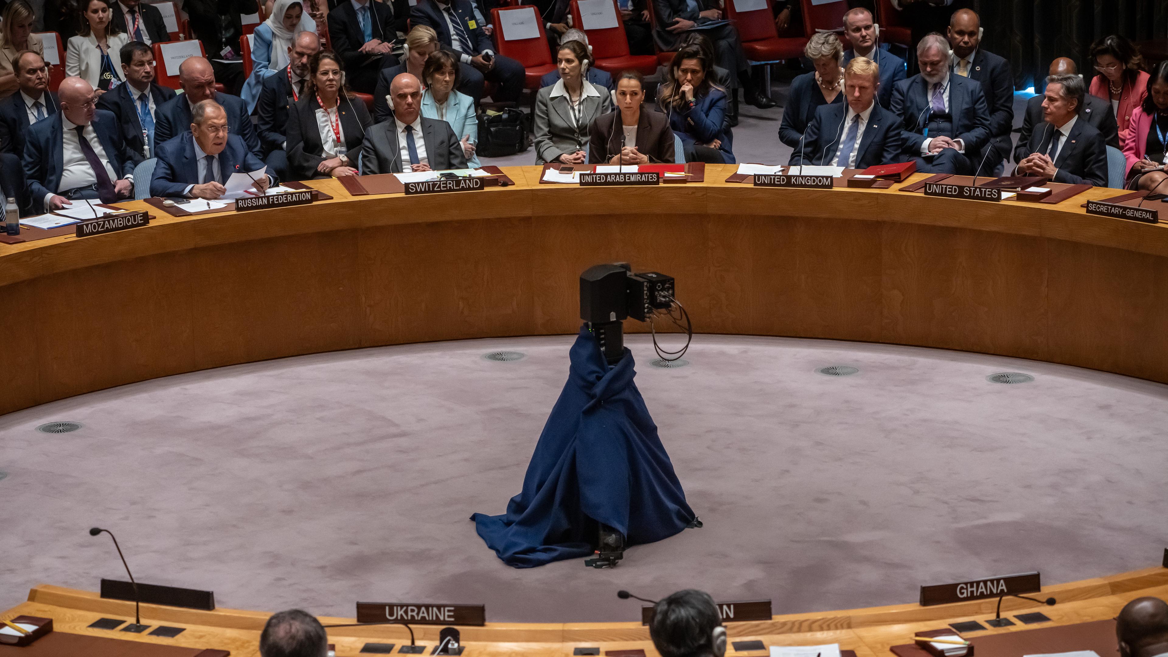  New York: Sergej Lawrow, Aussenminister von Russland, nimmt an der Sitzung des UN Sicherheitsrat zum Thema Ukraine teil.