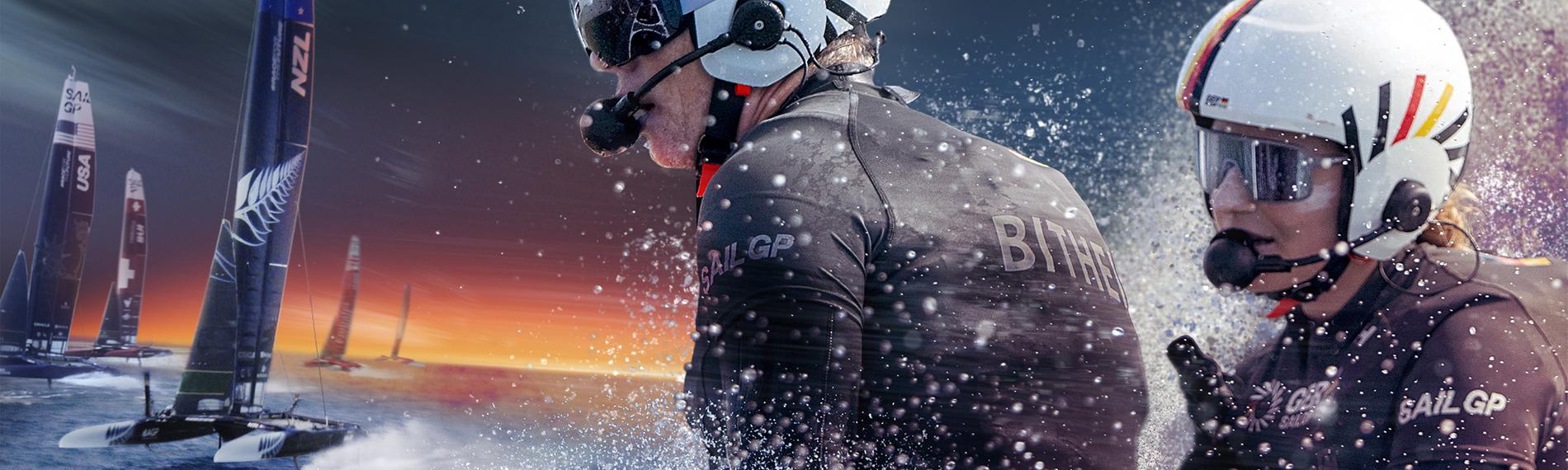 Ein Katamaran bei der SailGP in Aktion.