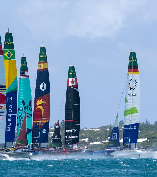 Die Segelkatamarane in Aktion beim Bermuda Sail Grand Prix 2026