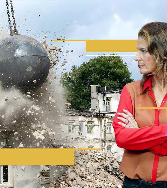 Katty Salié vor einem Denkmal-Abriss.