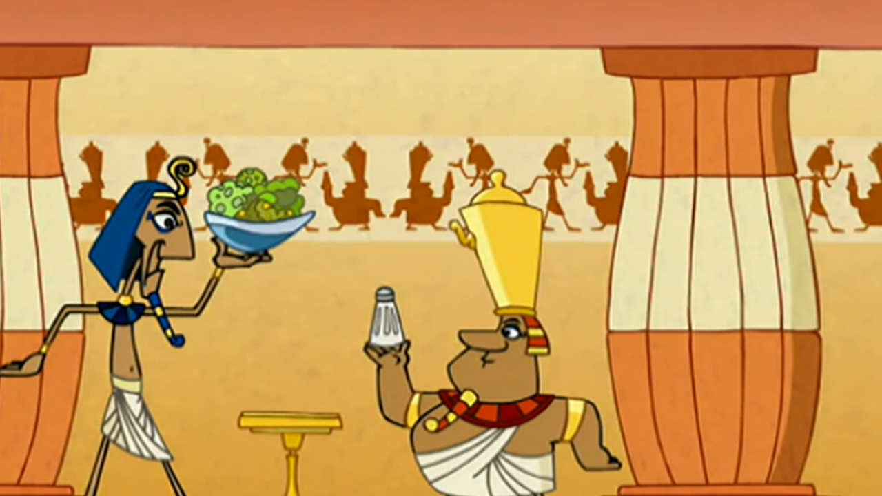 Zwei Ägypter salzen einen Salat.