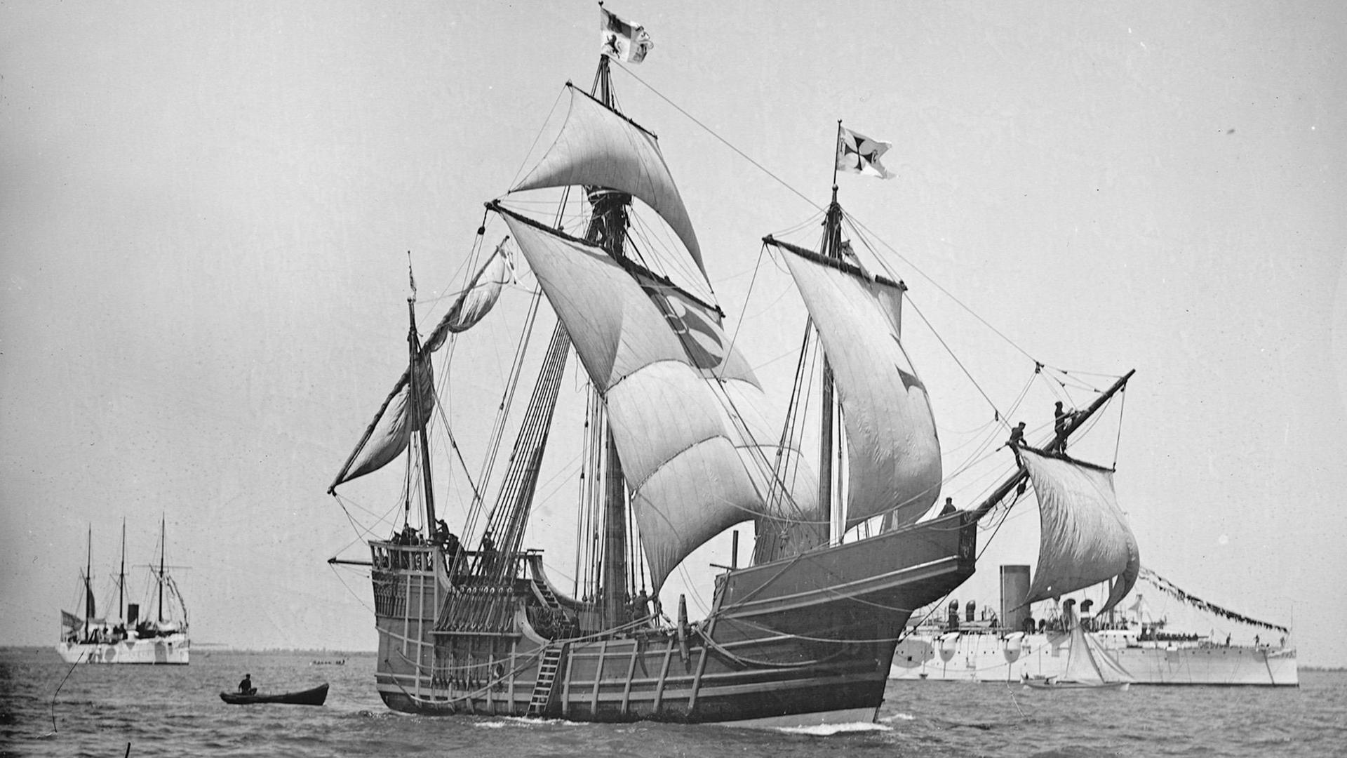 Nachbau des Schiffs Santa Maria von Kolumbus, aufgenomen am 13.05.2014