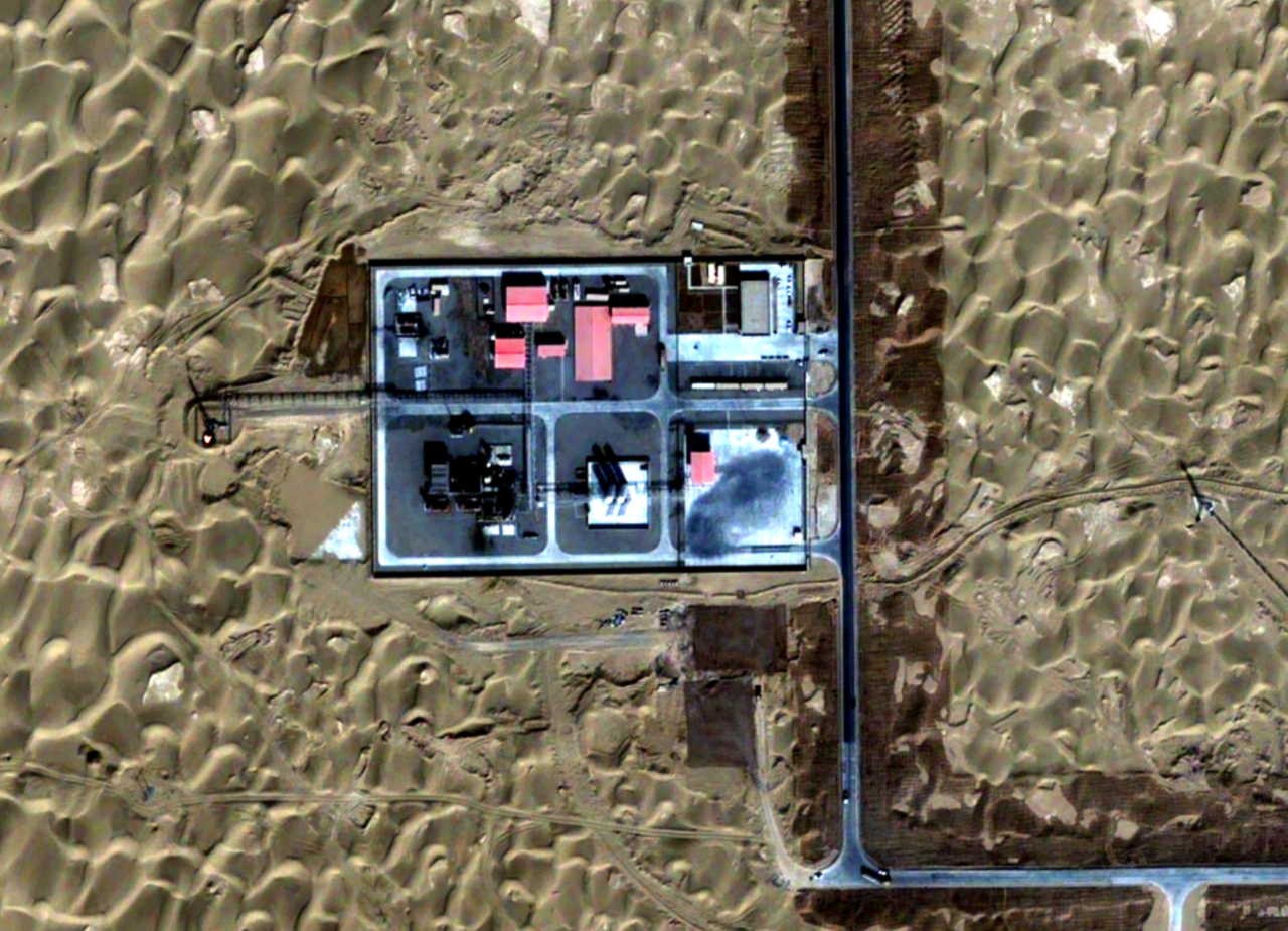 Das Satellitenbild zeigt die fertig gebaute Anlage des Projektes BZIA im März 2019. 