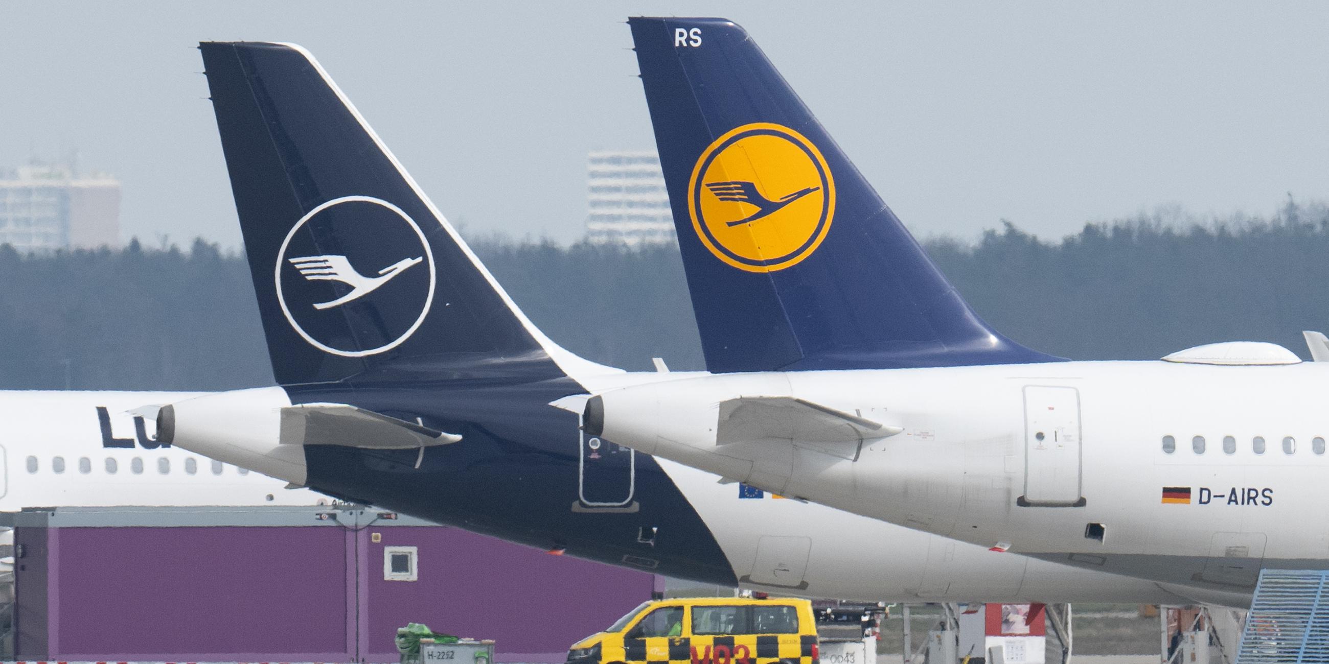 ARCHIV - 12.03.2024, Hessen, Frankfurt/Main: Passagiermaschinen der Lufthansa stehen auf dem Rollfeld auf dem Flughafen Frankfurt.
