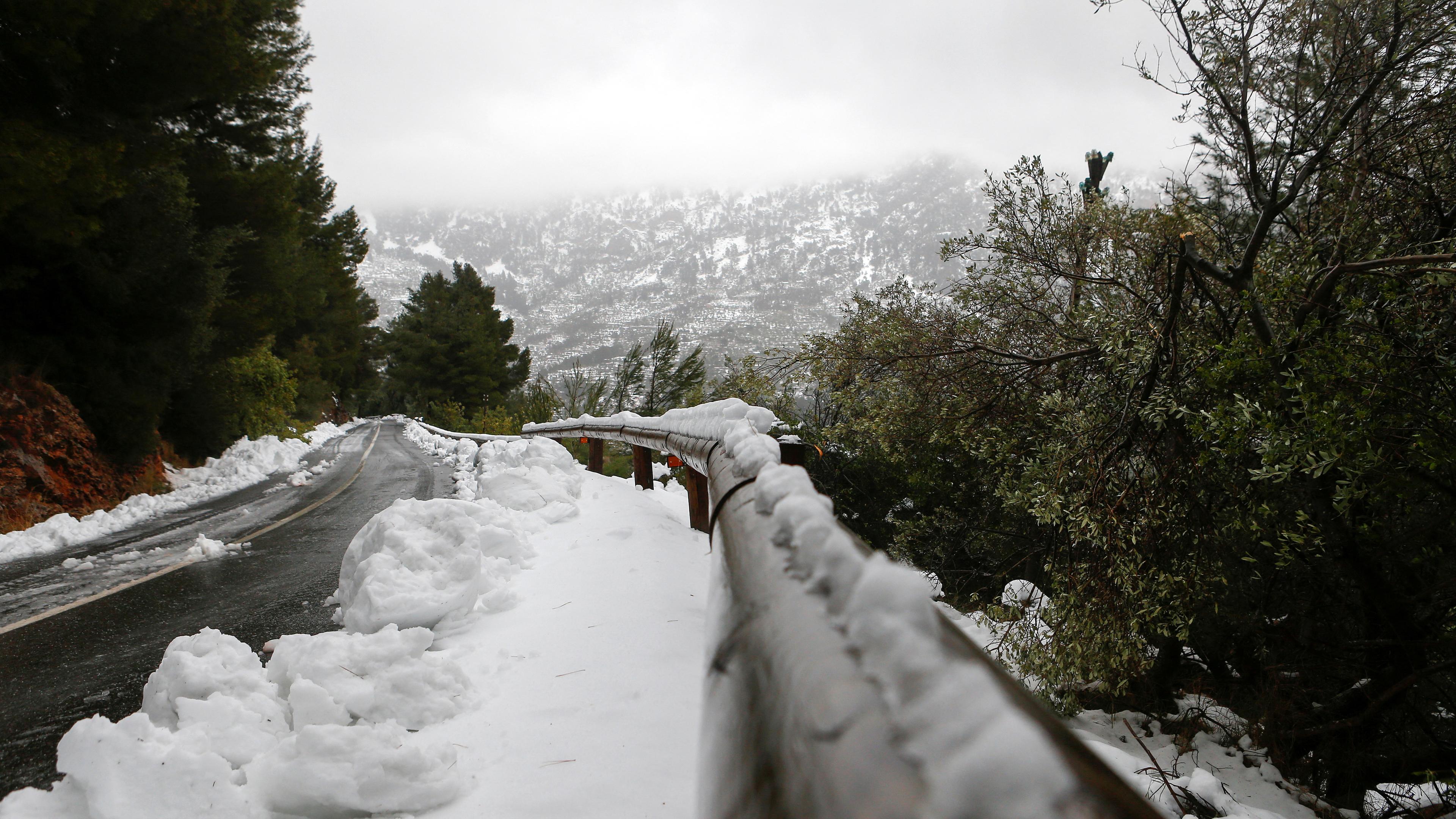 Schnee auf Mallorca, aufgenommen am 28.02.2023 in Palma De Mallorca