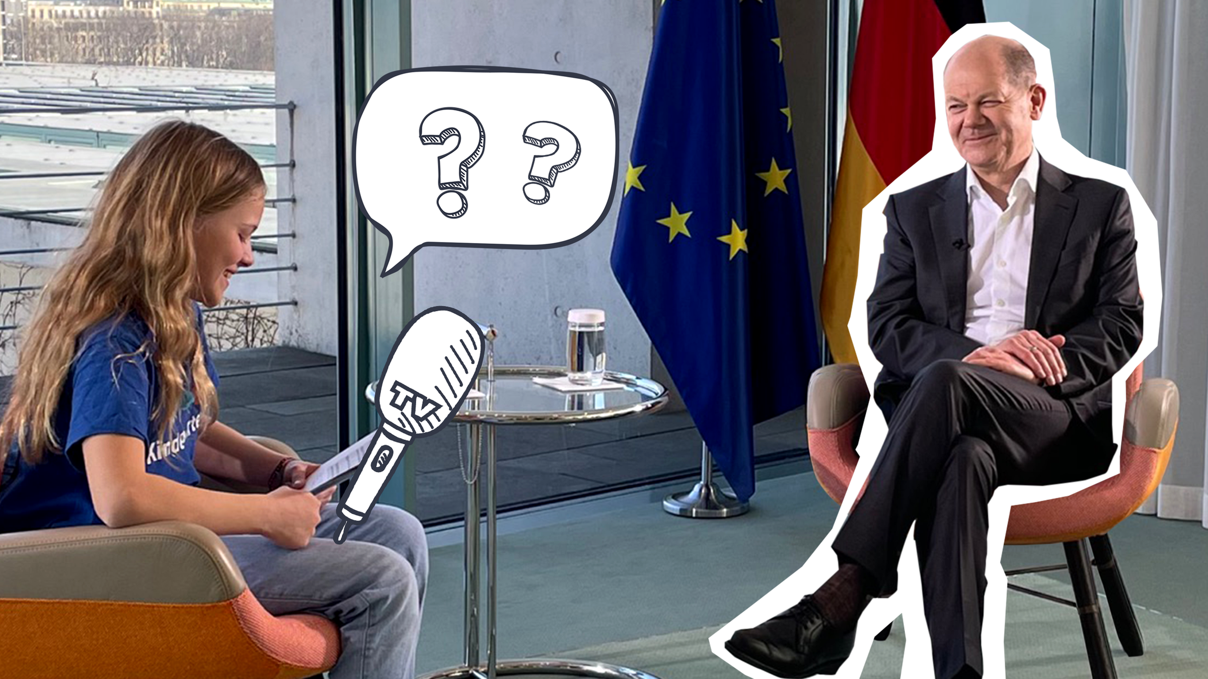 Kinderreporterin Polina im Interview mit Bundeskanzler Olaf Scholz