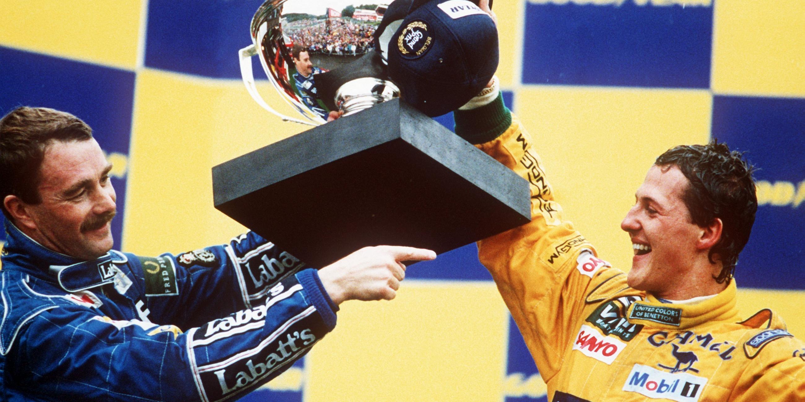 Schumacher gewinnt ein Jahr nach seinem Debüt in der Formel 1 seinen ersten Grand Prix: 1992 in Spa-Franchorchamps.