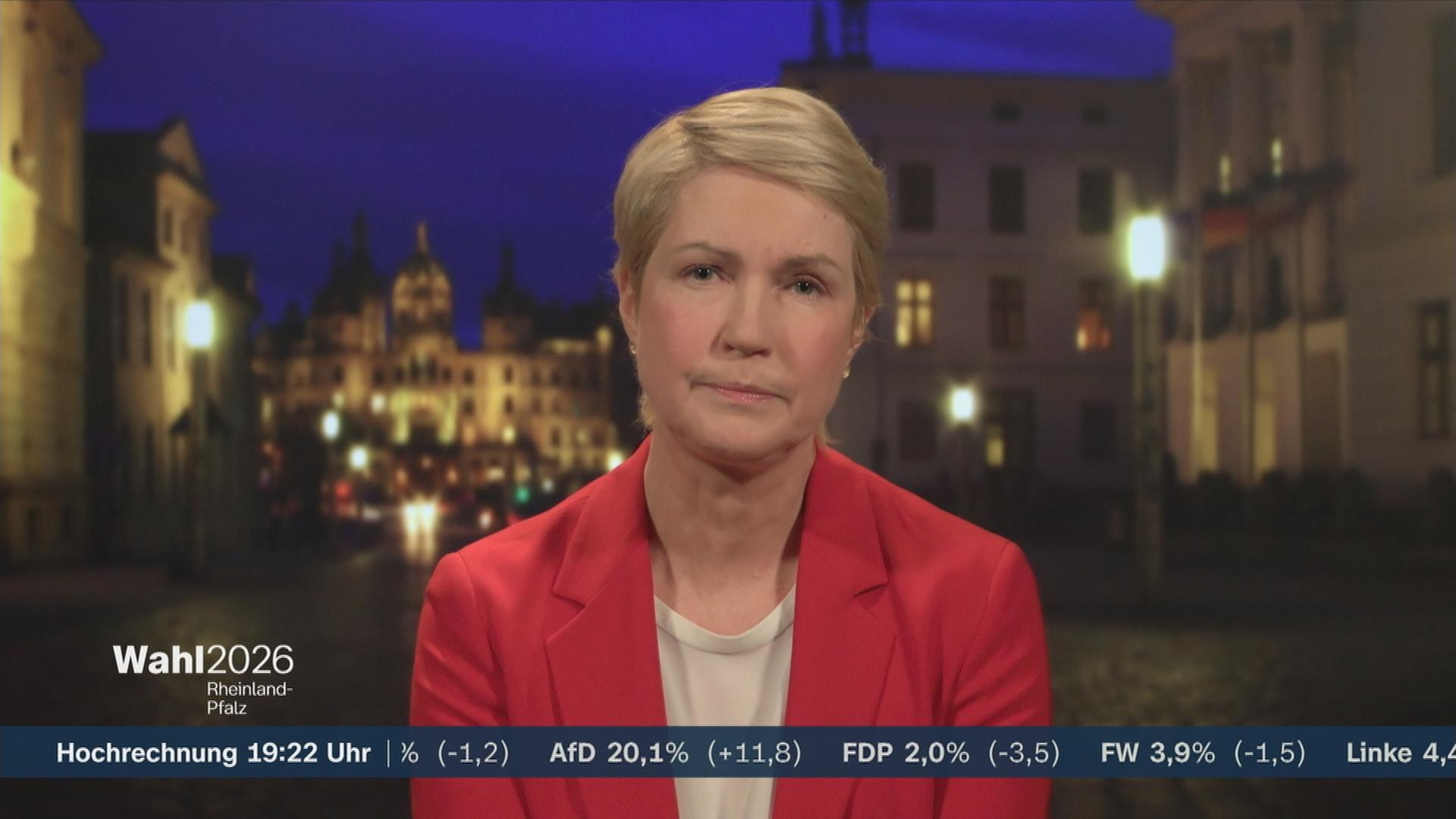 Manuela Schwesig von der SPD mit einer Reaktion zur Landtagswahl in Rheinland-Pfalz.