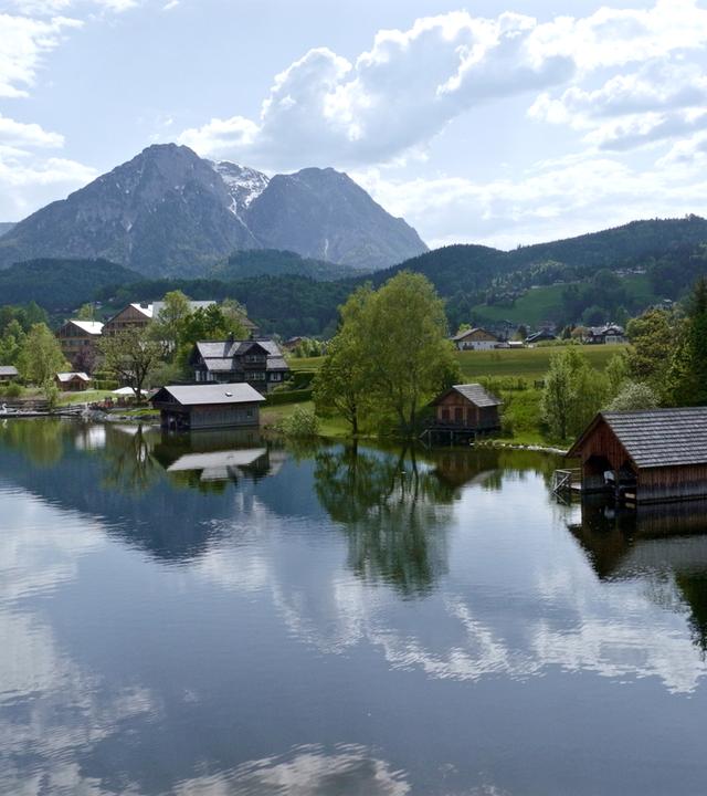 Bootshütten am Ausseer See.