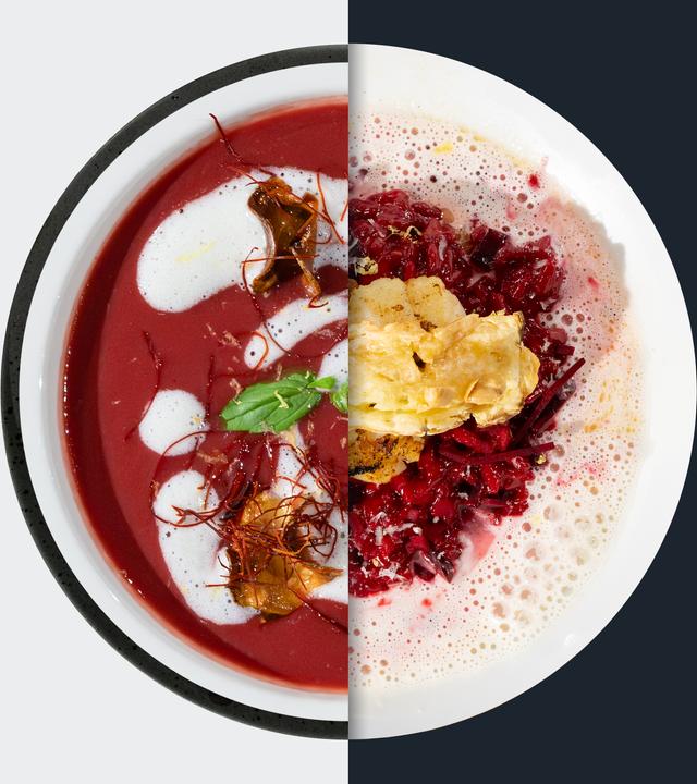 Seeteufel mit Risotto vs. Rote-Bete-Himbeersuppe