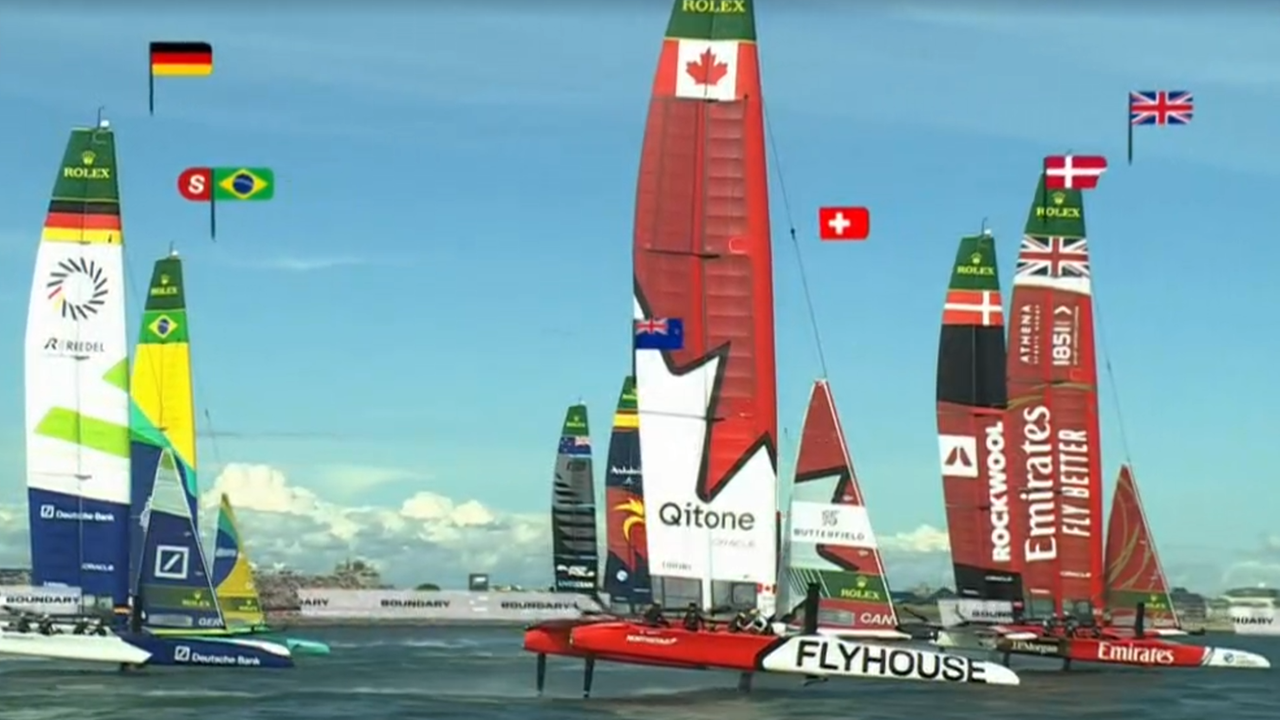 Das deutsche Team in Aktion beim Sail GP in Portsmouth.