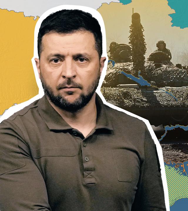 Wolodymyr Selenskyj vor Ukraine Karte