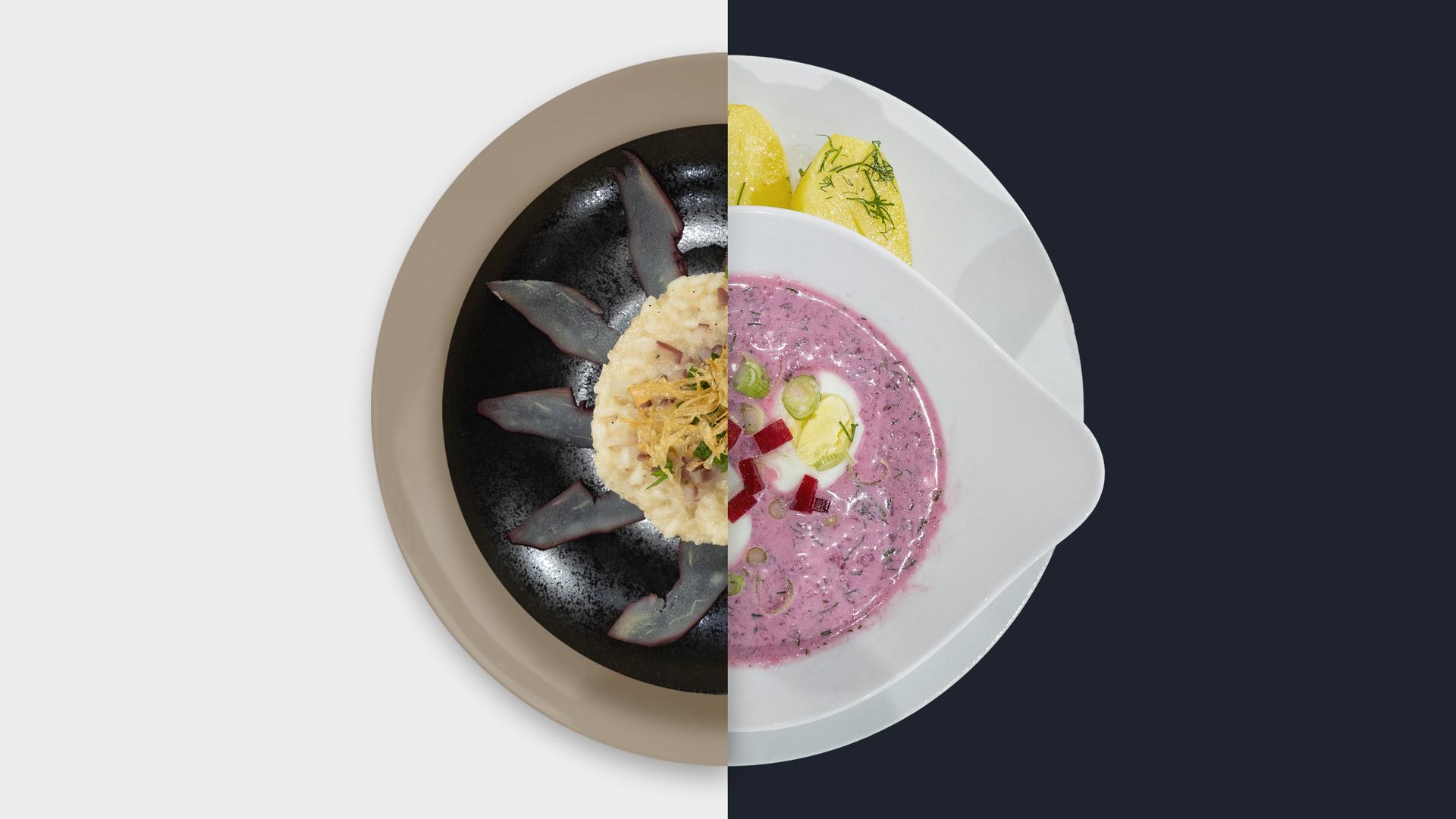 Sellerie-Risotto vs. Kalte Rote-Bete-Suppe