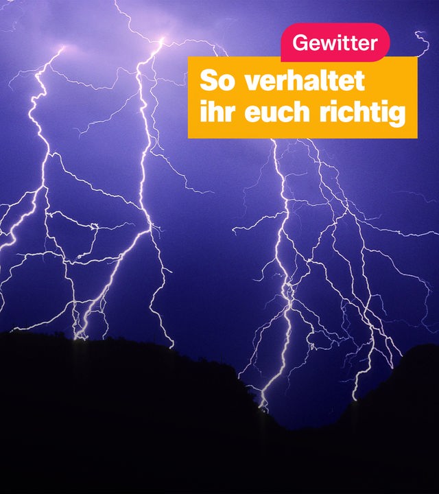 Gewitter mit Text "So verhaltet ihr euch richtig"