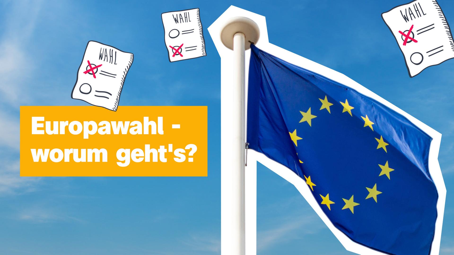 Europawahl - worum geht es? Wahlzettel und Flagge