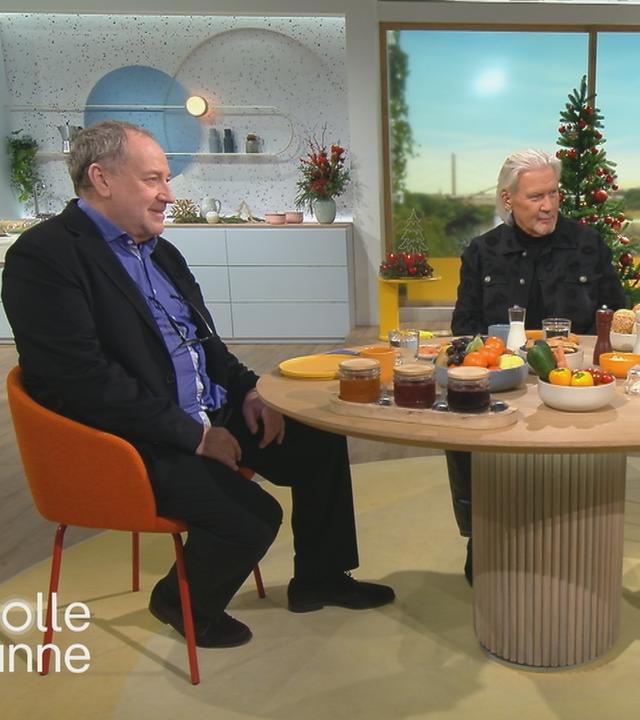 Harold Faltermeyer und Johnny Logan mit Florian Weiss am Volle-Kanne-Frühstückstisch