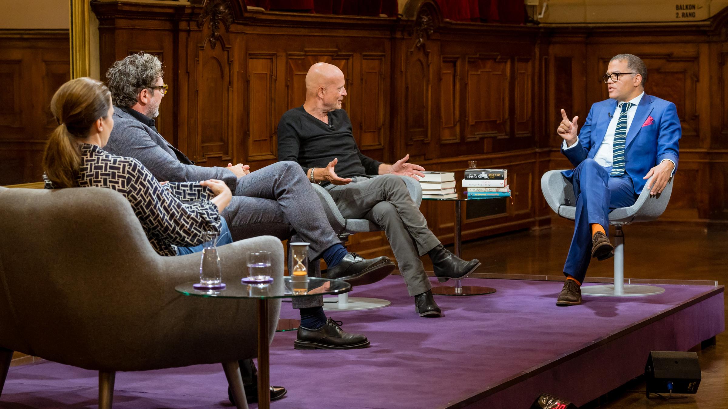Thea Dorn mit den Gästen Christian Berkel, Ijoma Mangold und David Schalko