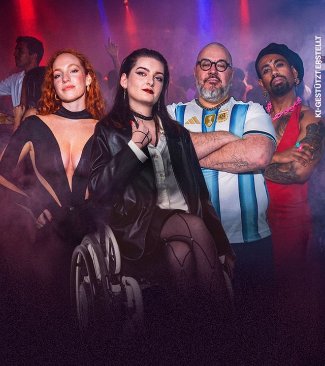 Felize (21), Susanna (32), Alex (46) und Dave (31), die Protagonisten der unbubble-Folge zum Thema "Sexparties", schauen in die Kamera.