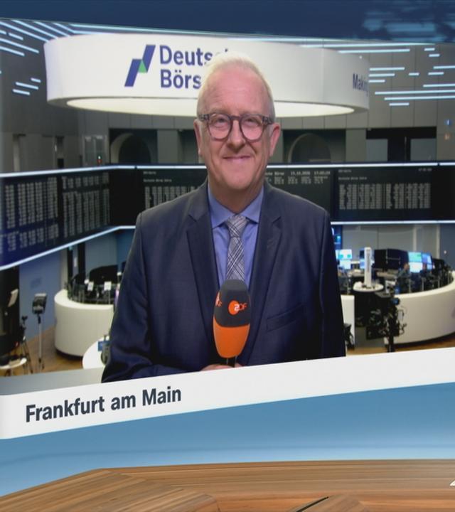 Moderatorin im Schaltgespräch mit ZDF-Börsenexperte Frank Bethmann