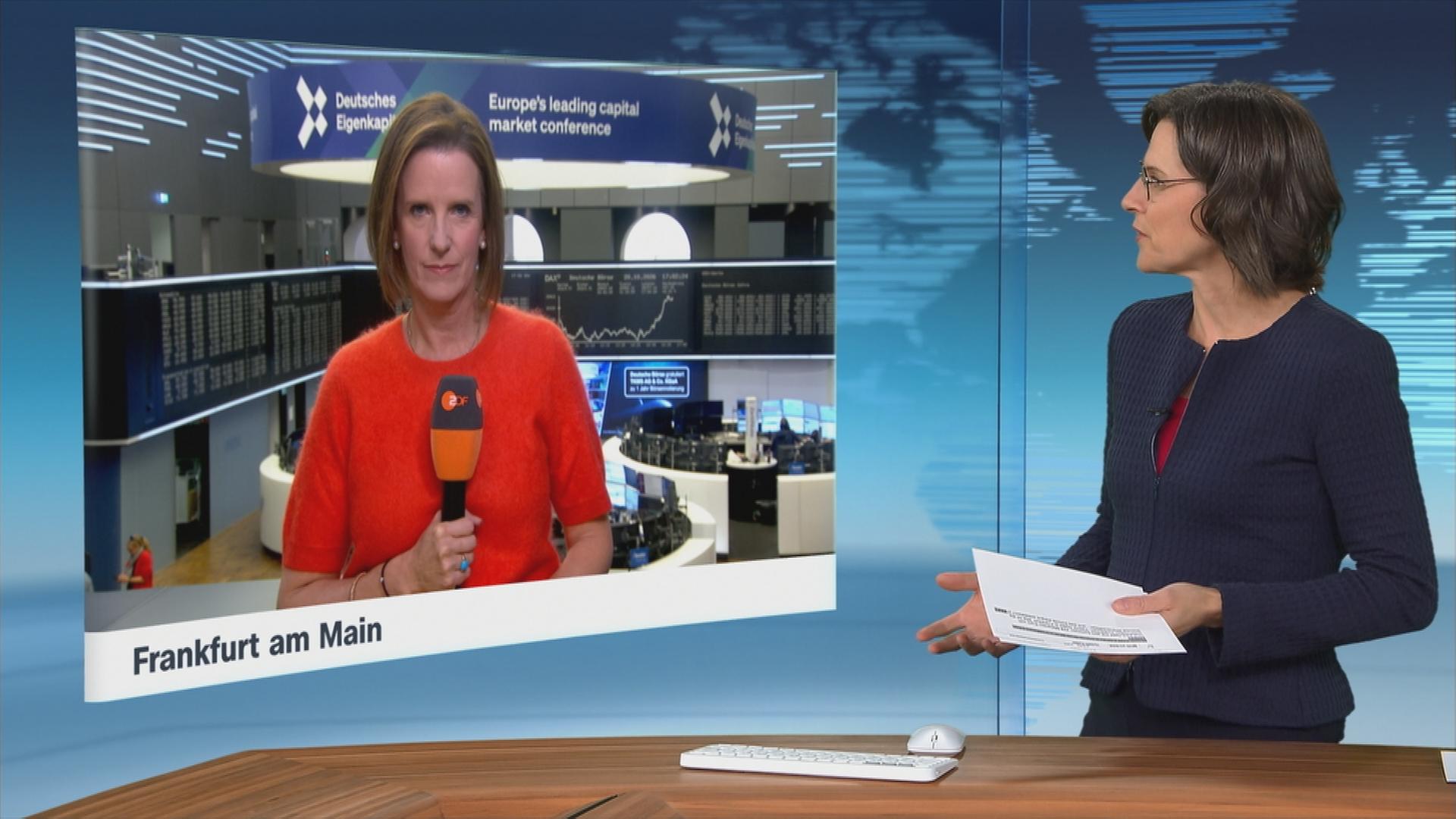 Valerie Haller an der Börse in Frankfurt am Main.