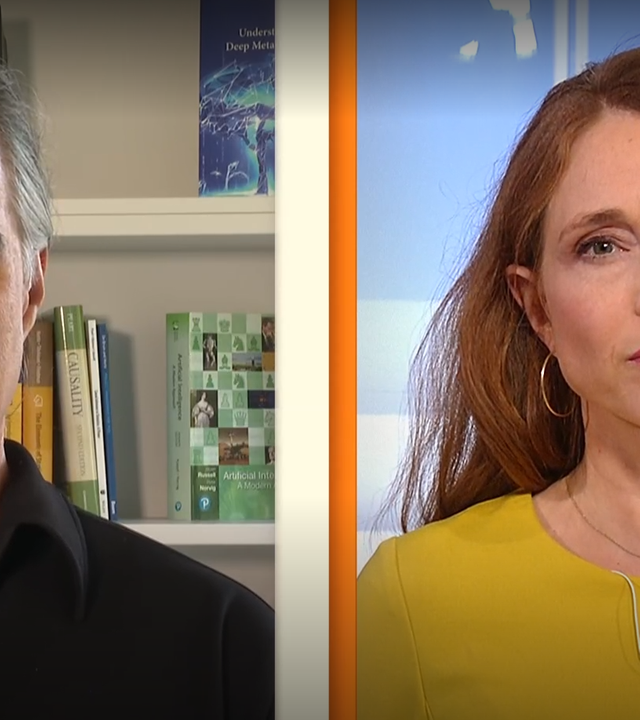 Holger Hoos und Mirjam Meinhardt im Schaltgespräch. 