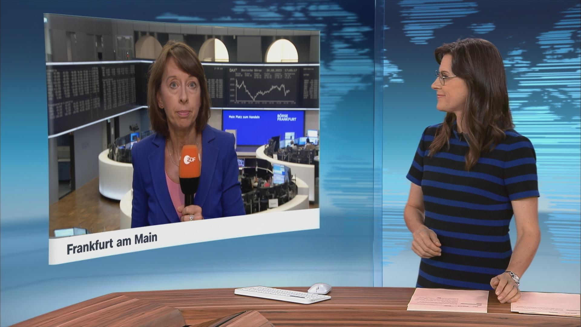 ZDF-Börsenexpertin Stephanie Barrett im Gespräch mit Moderatorin Kay-Sölve Richter.