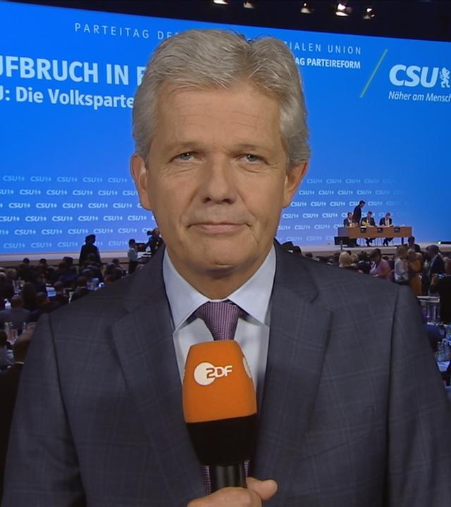 Schaltgespräch mit ZDF-Korrespondent Schumacher vom CSU-Parteitag am 19.10.2020.