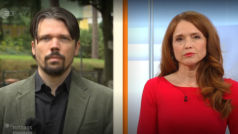 Politikwissenschaftler Jan Philipp Thomeczek und Mirjam Meinhardt im Schaltgespräch